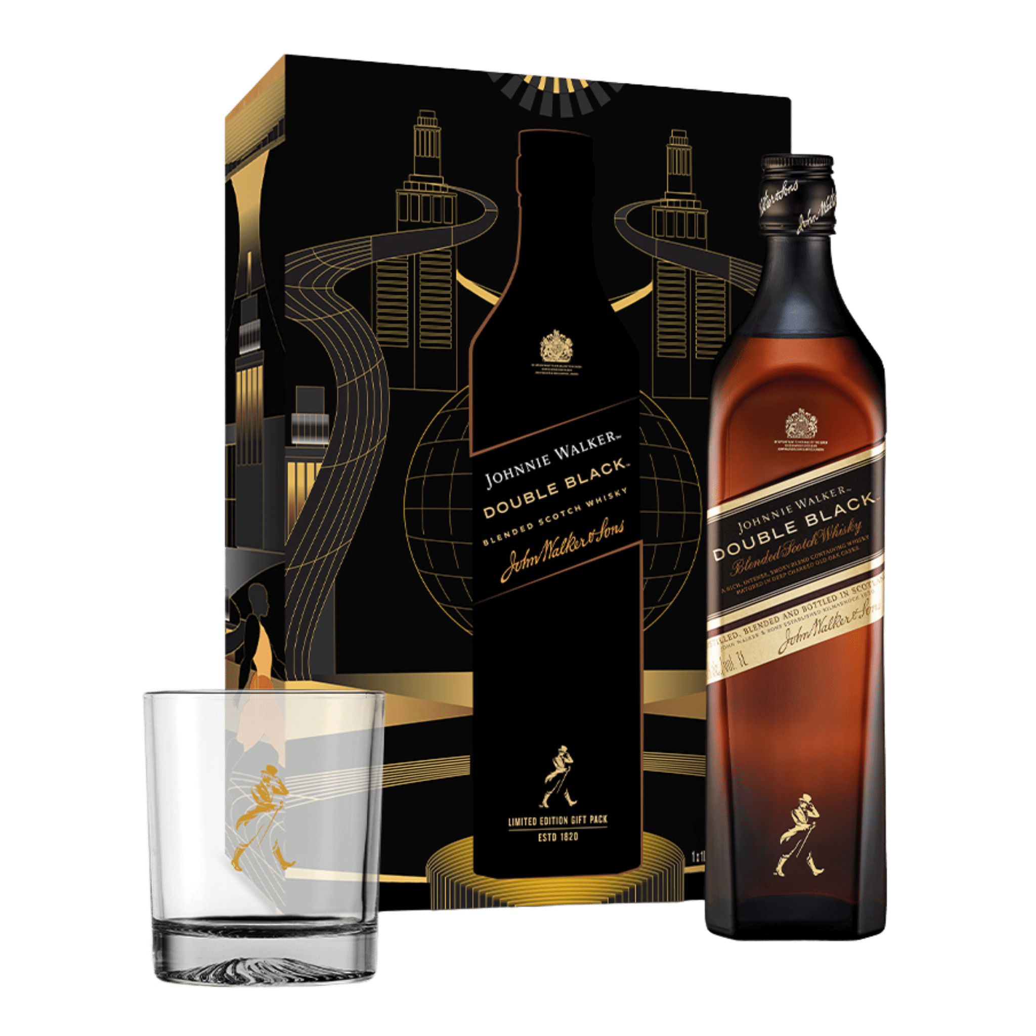 Johnnie Walker Double Black 1L Rock Glass Pack at ₱2249.00 | Boozy.ph